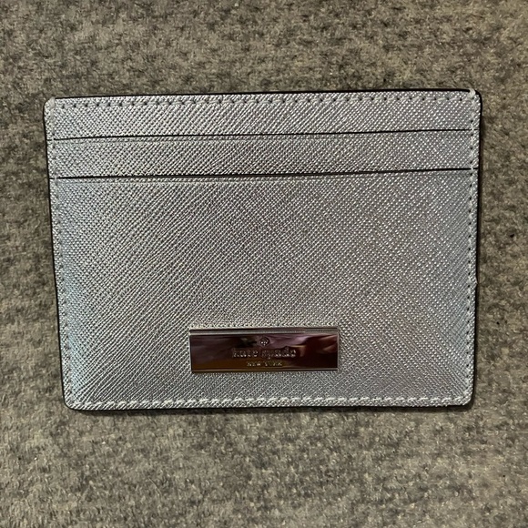kate spade Accessories - Kate Spade Saffiano Leather Silver Card Holder NWT